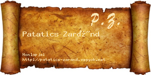 Patatics Zaránd névjegykártya